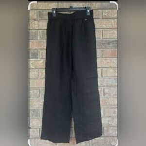 Escada Sport Elegant Linen Black Relaxed Wide Leg Trousers Size 42